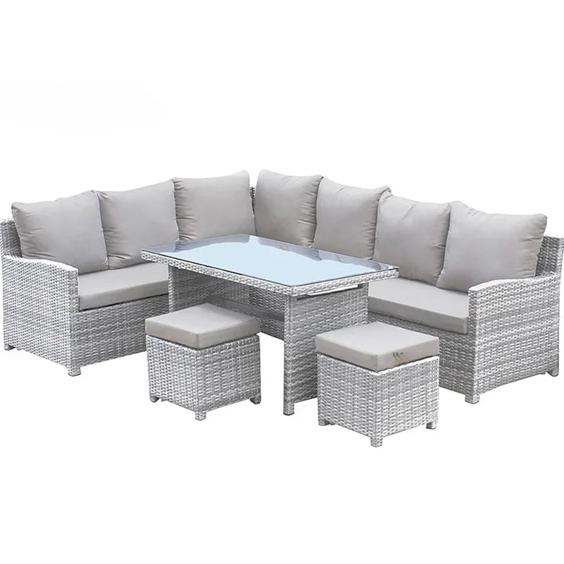 Modern Luxury Lounge Waterproof Patio Couch Sofa Garden Set Fire Pit Aluminum Wicker Rope Rattan Outdoor