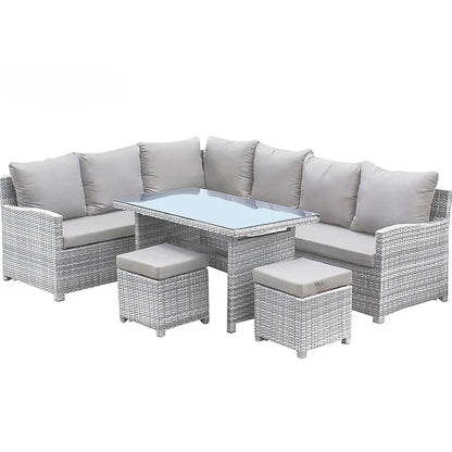 Modern Luxury Lounge Waterproof Patio Couch Sofa Garden Set Fire Pit Aluminum Wicker Rope Rattan Outdoor