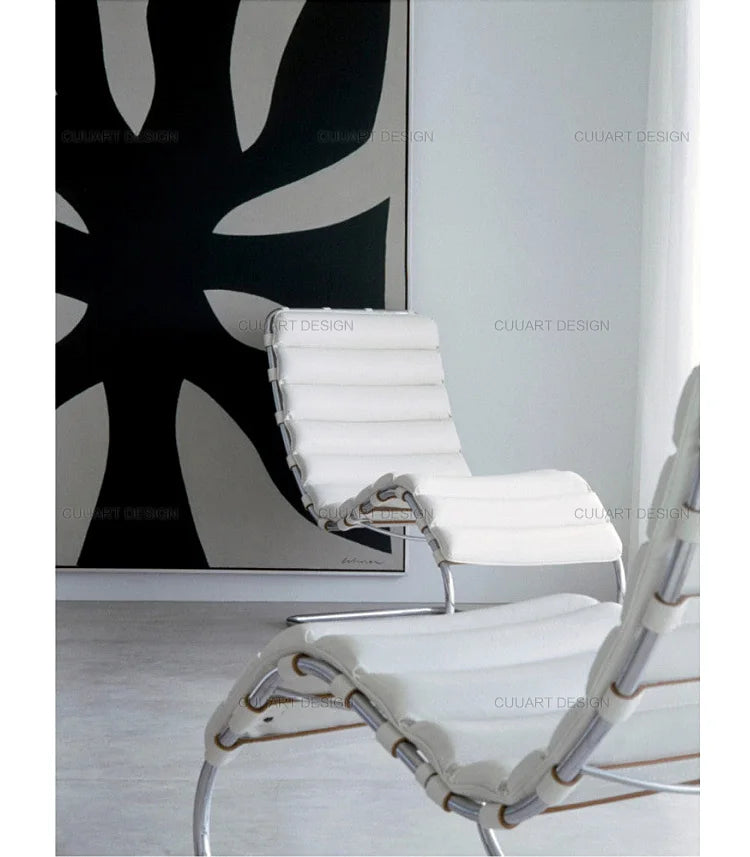 Lounge Chair Lunch Break Home Balcony, Office Medieval Chair Designer Stainless Steel Leisure Chair Single