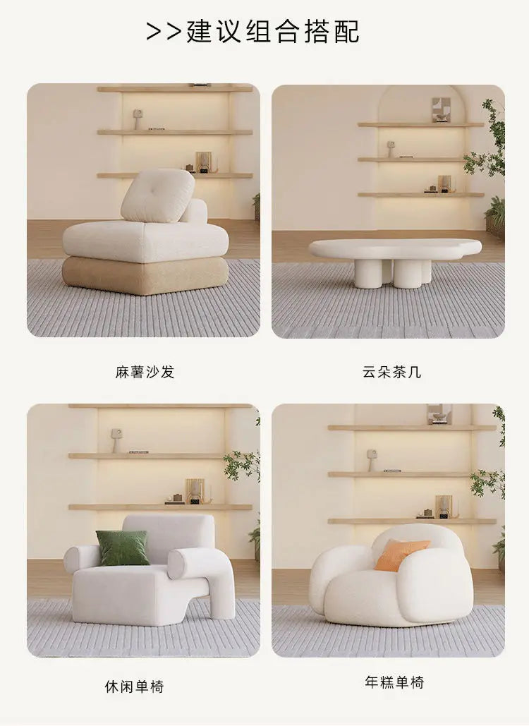 Simple living room, modern cream style, rental house, fabric sofa, straight row light luxury, bedroom sofa