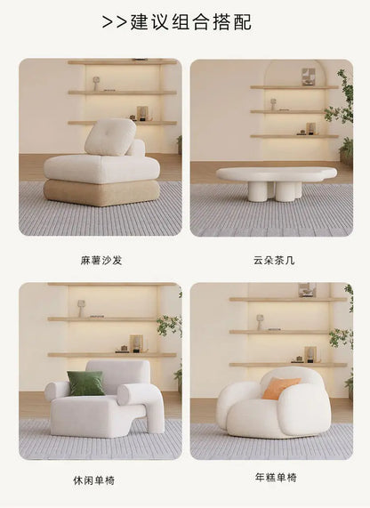 Simple living room, modern cream style, rental house, fabric sofa, straight row light luxury, bedroom sofa