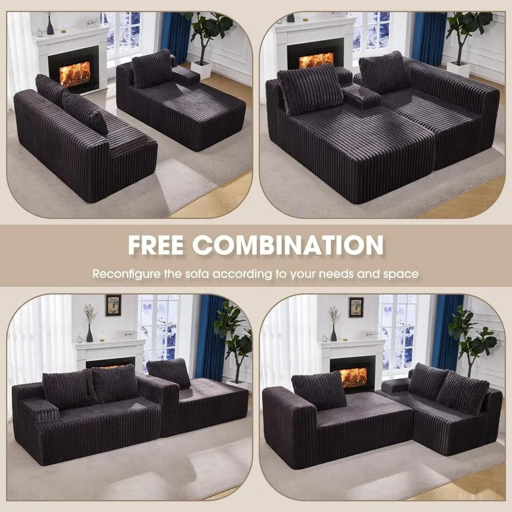 Cloud Modular Sectional Sofa Couch L-Shape Memory Foam Oversize Chaise Living Room Furniture Set