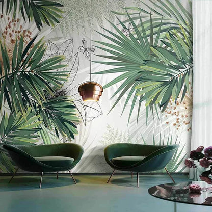 Custom 3D Mural Wallpaper Tropical Plants Rainforest Palm Leaf Interior Bedroom Dining Room Living Room Photo Wall Decoration
