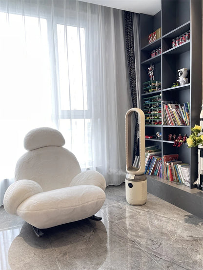 Big white Internet celebrity rocking chair lazy sofa single rocking cream living room lazy chair simple balcony bedroom