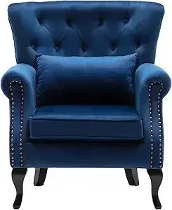 mid-century modern accent chair comfy tufted single sofa chair wingback armchair with pillow for club, living room, bedroom - v