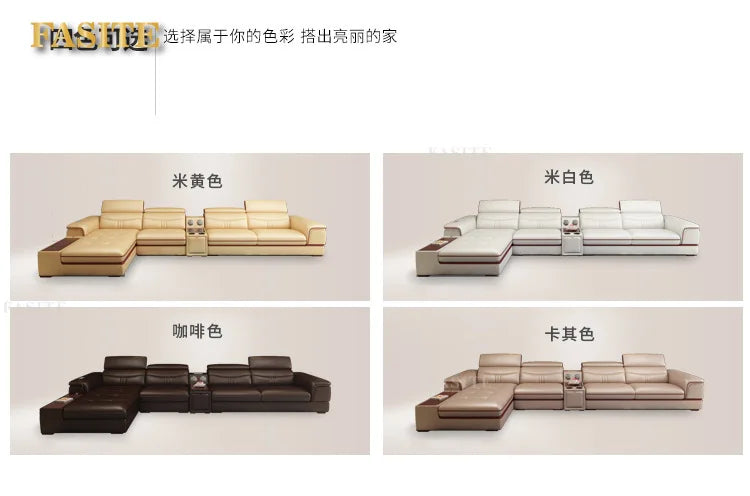 Living Room Sofa set furniture real genuine cow leather sofas bluetooth puff asiento muebles de sala canape L shape sofa cama