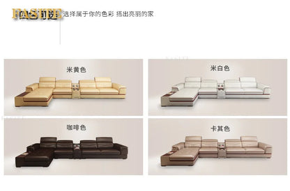 Living Room Sofa set furniture real genuine cow leather sofas bluetooth puff asiento muebles de sala canape L shape sofa cama