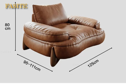 Leather sofa household living room modern brown small apartment curved creative sofa