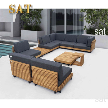 European Contemporary Teak Sofa Set Outdoor Furniture for Living Room Courtyard Hotel Villa Bedroom Park