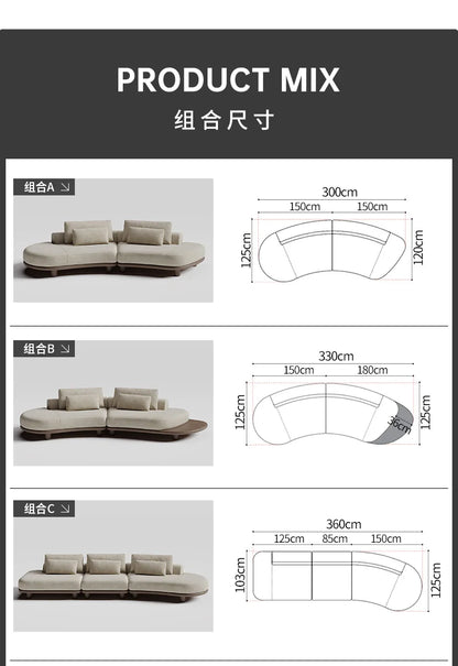 B73 Italian wabi-sabi palm beach fabric sofa living room modern simple curved light luxury, reception sofa