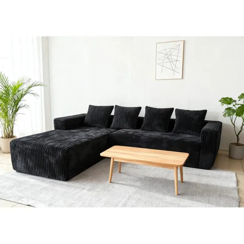 Modern L-Shaped Cloud Sectional Sofa with Right Chaise, Deep Seat Upholstered Couch for Living Room or Bedroom, No Assembly