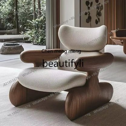 New medieval light luxury solid wood sofa chair designer home balcony living room model room creative sofa chair