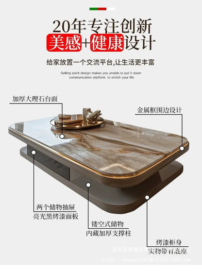 Light luxury modern coffee table microcrystalline stone high-end home high-end new living room villa marble lengthening