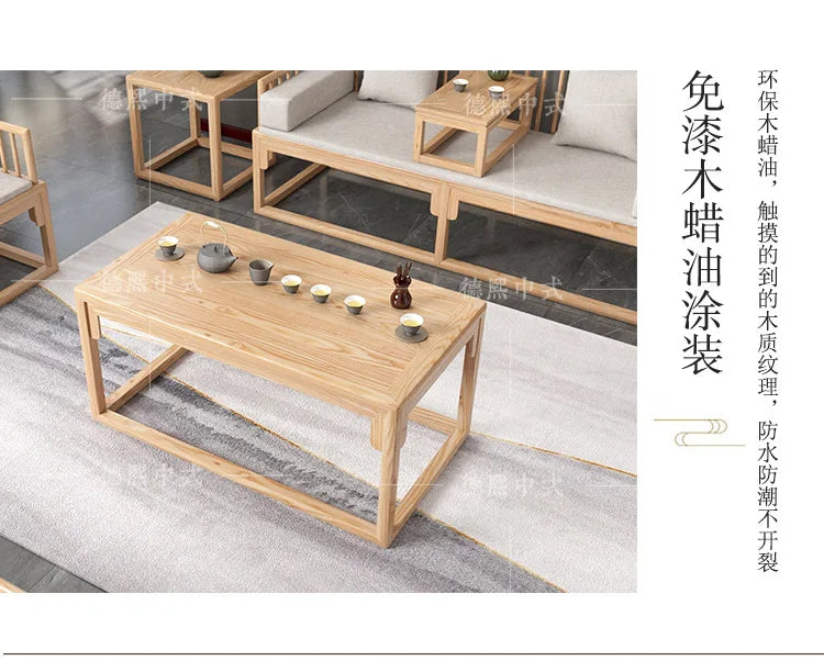 Han Solid Wood New Chinese Sofa Combination Living Room Zen Bed Hotel Homestay Push