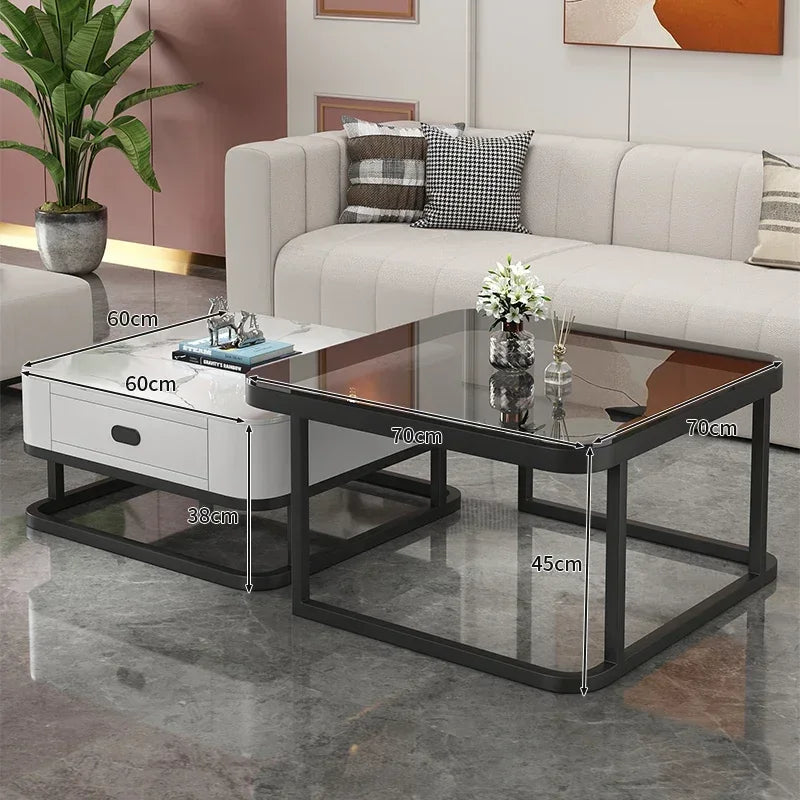 Glass Luxury Coffee Tables Bedside Centre Center Coffee Tables Gold Combination Nordic Basse De Salon Living Room Furniture