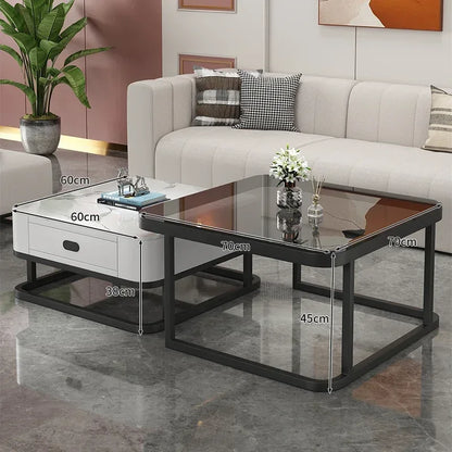 Glass Luxury Coffee Tables Bedside Centre Center Coffee Tables Gold Combination Nordic Basse De Salon Living Room Furniture