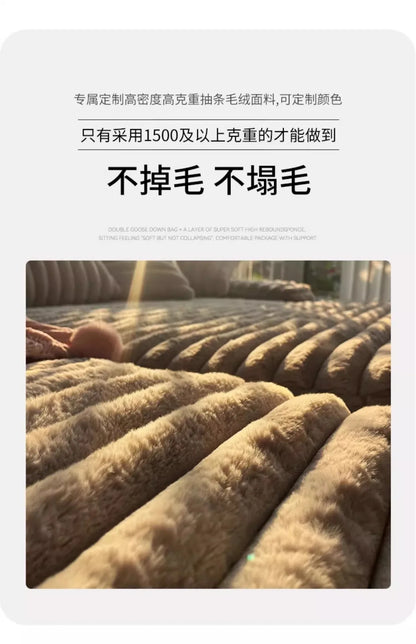 Minimalist thick velvet compression sofa bed fabric lazy sofa can lie down and sleep living room large apartment villa shadow