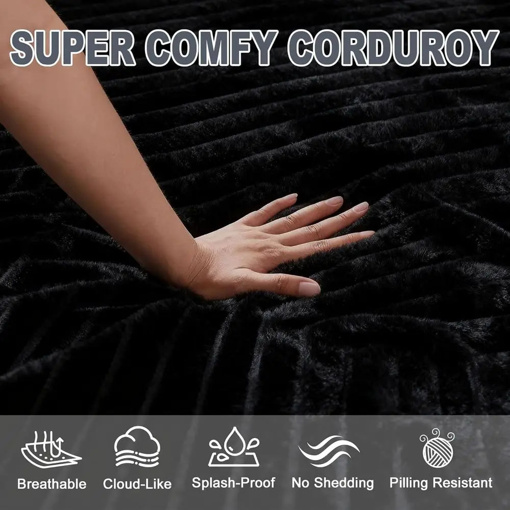 108 L-Shaped Deep Seat Comfort Sectional Sofa in Corduroy for Living Room, No Assembly Needed