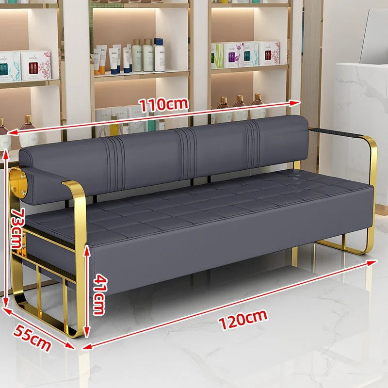 Famous Hair Salon Area Bench Hair Salon Waiting Light Luxury Stainless Steel Bar Sofa