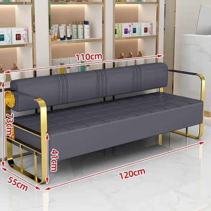 Famous Hair Salon Area Bench Hair Salon Waiting Light Luxury Stainless Steel Bar Sofa