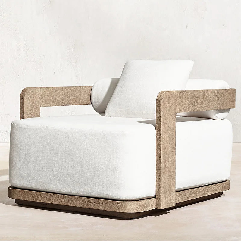 Teak outdoor sofa courtyard preservative wood furniture outdoor leisure sofa garden terrace old solid wood sofa chair