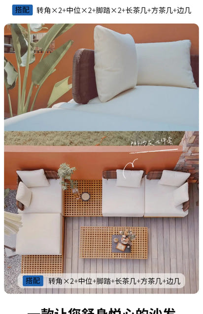 Italian Style Modern Garden Sofas Designer Simplicity Waterproof and Sunscreen Garden Sofas Luxury Outdoor Furniture Divano FYOS