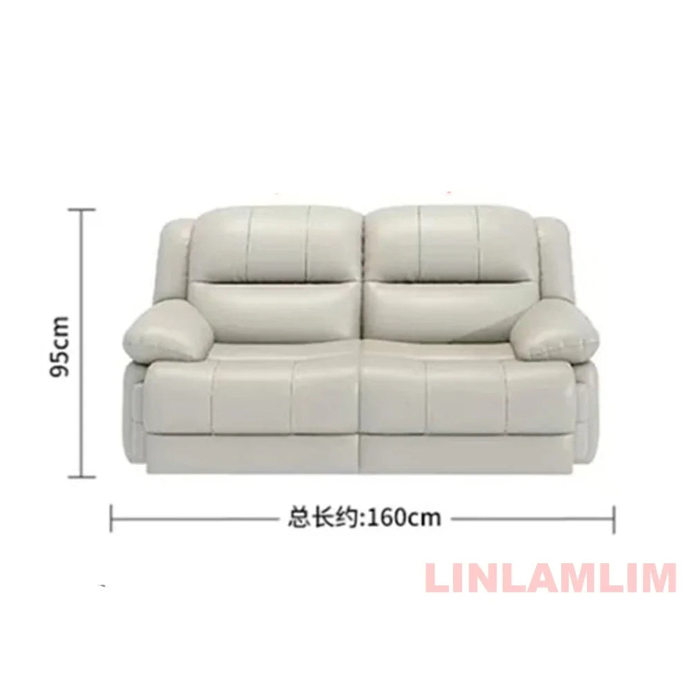 Modern Electric Reclining Sofa with Power Outlet, USB, and Hidden Cup Holders – Genuine Leather Recliner Couch for Living Room