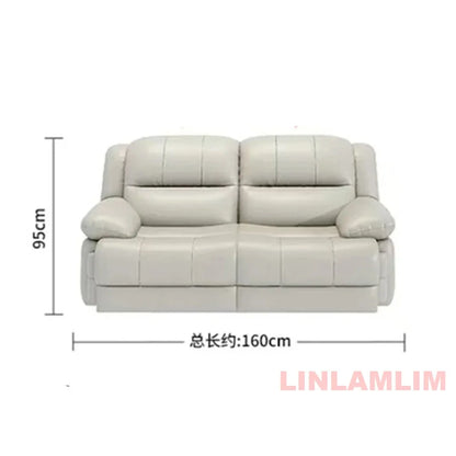 Modern Electric Reclining Sofa with Power Outlet, USB, and Hidden Cup Holders – Genuine Leather Recliner Couch for Living Room