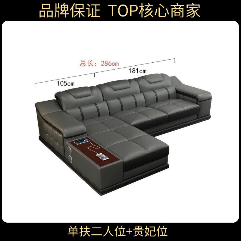 Genuine Leather Luxury Sofas Italian Minimalist Living Room Apartment Sofas Comfortable Straight Chaises De Salon Furnitures