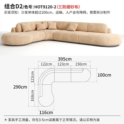 Nouveau canapé en tissu mat incurvé, grand canapé plat, simple et moderne, pour salon, grand ou petit canapé