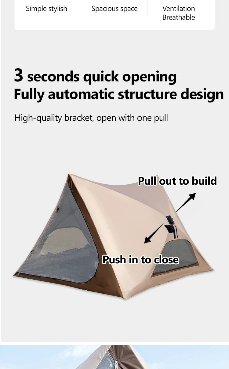 2-4 Person Camping Tent Quick Setup, Waterproof Windproof Sun Protection, Lightweight Portable for Beach Hiking, 210D Oxford