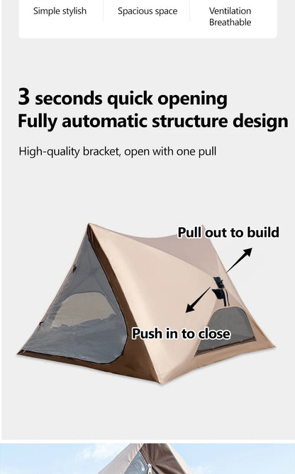 2-4 Person Camping Tent Quick Setup, Waterproof Windproof Sun Protection, Lightweight Portable for Beach Hiking, 210D Oxford
