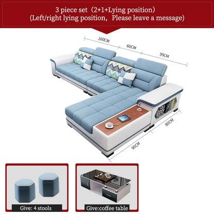 For living room minimalist modern large unit furniture set combination cotton and linen 2024 new technology fabric sofa