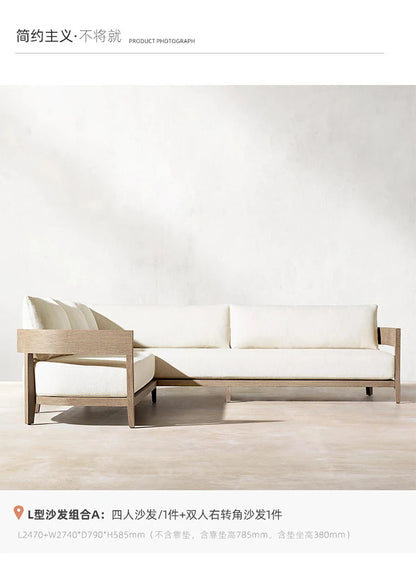 Italian Style Simplicity Waterproof and Sunscreen Garden Sofas Teak Modern Garden Sofas Designer Outdoor Furniture Divano HBOS