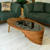 Meubles de salon en noyer naturel, table basse moderne faite à la main, menuiserie, décoration de bord solide