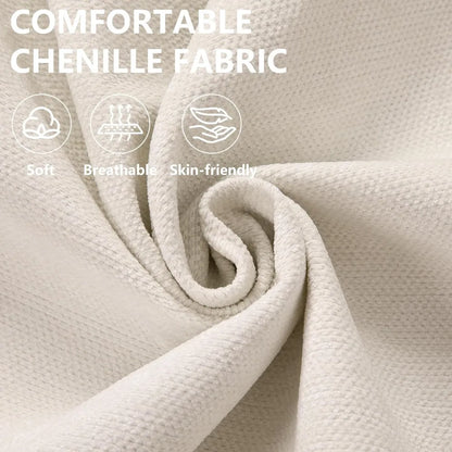 White Chenille Oversized Chaise Lounge with Ottoman 57.5 Inch Reading Chair Comfortable Sofa Bed for Indoor Furniture