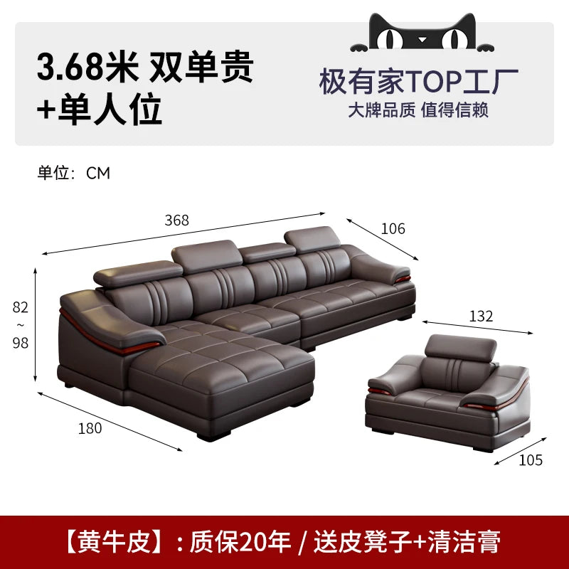 Nordic Genuine Leather Sofas Luxury Armchairs Cinema Comfortable Sofas Living Room Design Fauteuils Salon Home Furniture