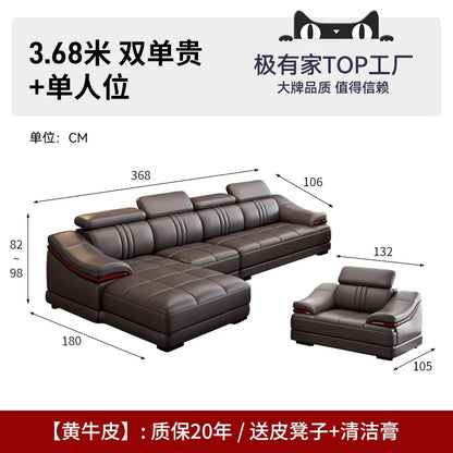 Nordic Genuine Leather Sofas Luxury Armchairs Cinema Comfortable Sofas Living Room Design Fauteuils Salon Home Furniture