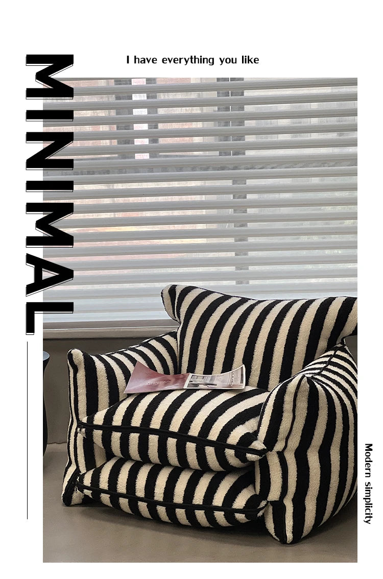 MOMO Simple Household Living Room Leisure Lazy Sofa Net Red Striped Bedroom Tatami Creative Backrest Chaise Longue