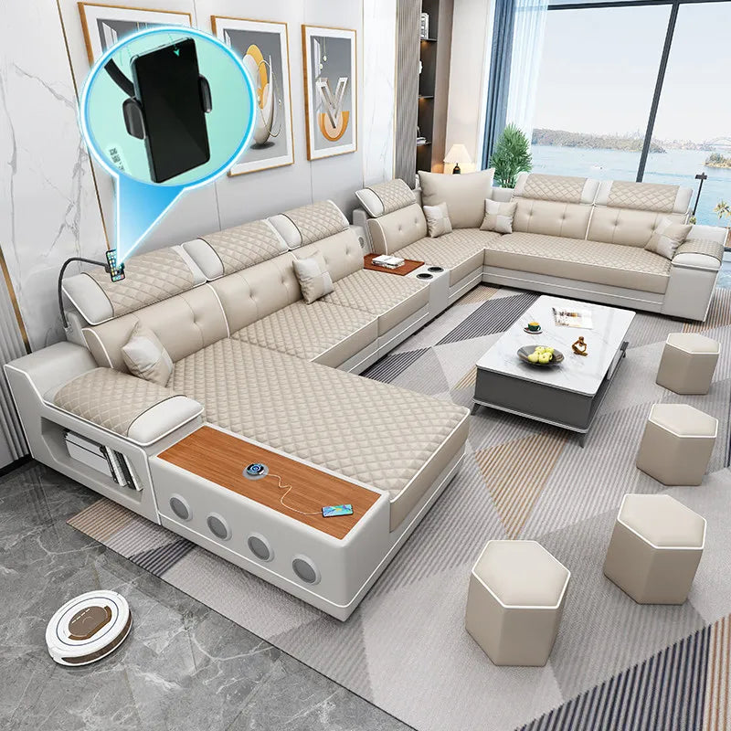 New multi-functional sofa simple modern living room large corner removable and washable technology cloth sofa combination furnit