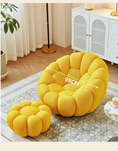 Modern Pumpkin Chair Luxury Bubble Sofa Single Lounge Seat Lazy Recliner for Bedroom Balcony Living Room Aesthetic Accent