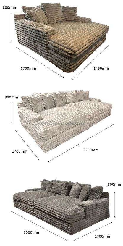 Thick Striped Corduroy Fabric Modern Combination Sofa Fit Family Living Room Apartment Hotel