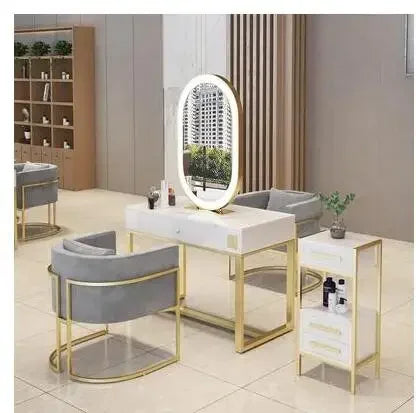 Barber shop mirror table, net red beauty salon, hair ironing and dyeing belt lamp, mirror hair salon, fashion style, double-side