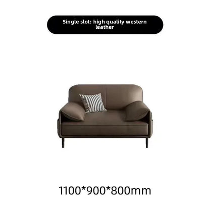 Simple Modern Office Sofa Coffee Table Set Luxury Genuine Leather Three-Seater for Business Meeting Reception Living Room Hotel