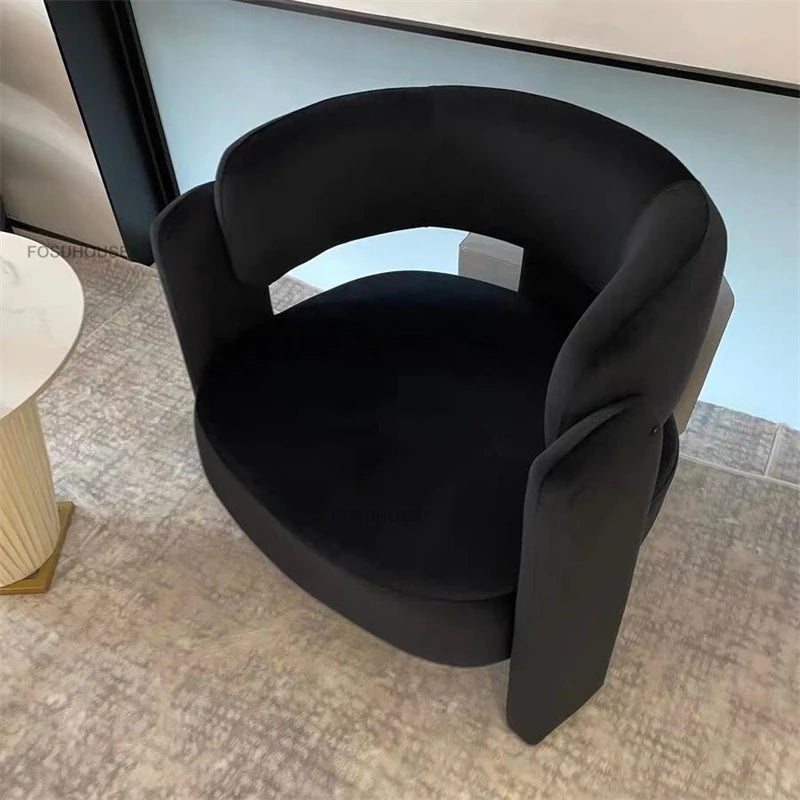 Simple Designer Flannel Backrest Living Room Chairs Light Luxury Leisure Armchair Living Room Furniture Balcony Lazy Single Sofa