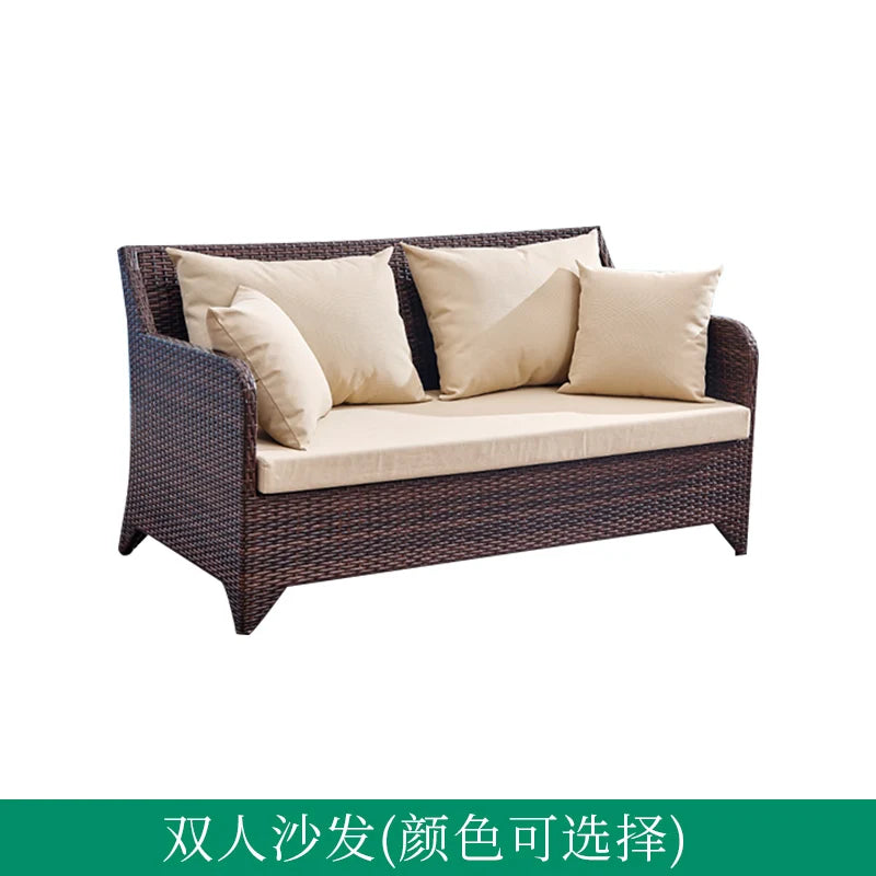 Outdoor Combination Garden Sofas Modern Courtyard Nordic Villa Garden Sofas Open-air Plastic Rattan Furniture Sofá Jardín MHHYSF