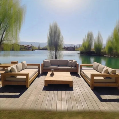 Hotselling All Weather Patio Garden Furniture Hotel Pool Sofa Set Outdoor teak Wood Sofa