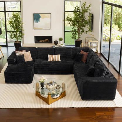 U Shaped Sofa Boneless Couch with Chaise 135" Cloud Modular Sectional Couch for Living Room Big Comfy Couches Set  furniture
