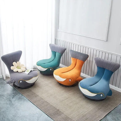 -Fabric Cartoon Seat Shark Transfer Chair Whale Sofa Recliner Single Lounge Children Kids Rocking Chair