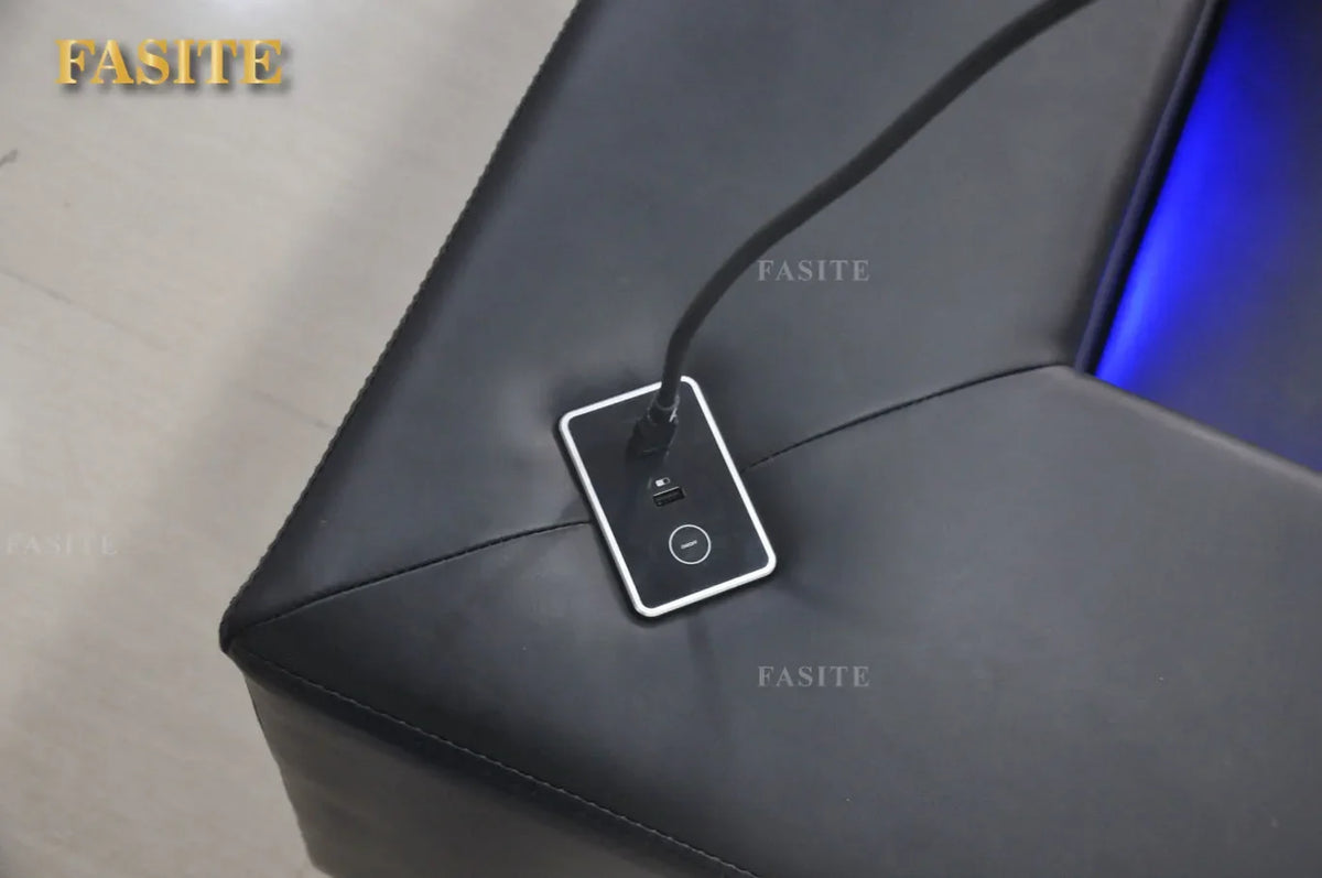 Modern Living Room Sofa Set Genuine Leather Sofas with USB Music Speaker